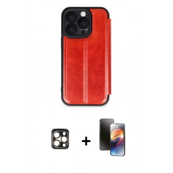 MARSİLYAN™- iPhone 16 Pro Max Kılıf Zirve Yansıma Serisi - Siyah 3D Antistatik Mat Seramik Nano Ekran Koruyucu + PVD Metal Kamera Lens - GD