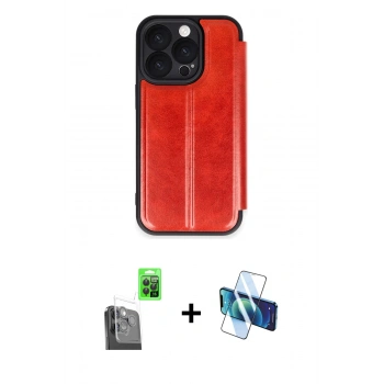 MARSİLYAN™- iPhone 16 Pro Max Kılıf Zirve Yansıma Serisi - Siyah 3D Antistatik Seramik Nano Ekran Koruyucu + Raze Metal Kamera Lens - SH