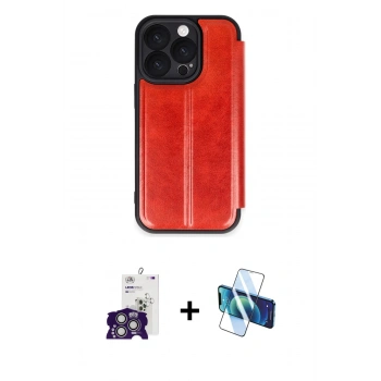 MARSİLYAN™- iPhone 16 Pro Max Kılıf Zirve Yansıma Serisi - Siyah 3D Antistatik Seramik Nano Ekran Koruyucu + Bilvis Titan Kamera Lens - GS