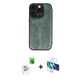 MARSİLYAN™- iPhone 16 Pro Max Kılıf Zirve Yansıma Serisi - Siyah 3D Antistatik Seramik Nano Ekran Koruyucu + Raze Metal Kamera Lens - BZ