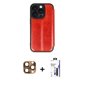 MARSİLYAN™- iPhone 16 Pro Max Kılıf Zirve Yansıma Serisi - Siyah Bilvis 3X AR Hayalet Cam Ekran Koruyucu + Pers Alüminyum Kamera Lens - CLTM