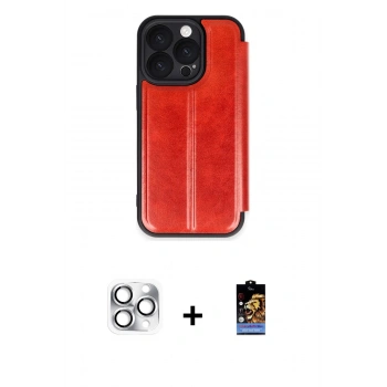 MARSİLYAN™- iPhone 16 Pro Max Kılıf Zirve Yansıma Serisi - Siyah Buffer Hayalet Cam Ekran Koruyucu + Pers Alüminyum Kamera Lens - GS