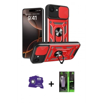 MARSİLYAN™- iPhone 16E Kılıf Ahenk Klasik - Şeffaf 360 Full Body Arka Koruyucu + Bilvis Titan Kamera Lens - BZ