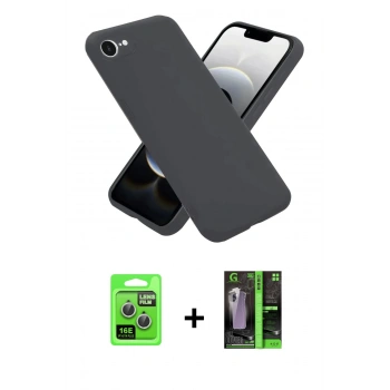MARSİLYAN™- iPhone 16E Kılıf Ahenk Serisi - Şeffaf 360 Full Body Arka Koruyucu + Raze Metal Kamera Lens - GS