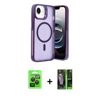 MARSİLYAN™- iPhone 16E Kılıf Akış Form - Şeffaf 360 Full Body Arka Koruyucu + Raze Metal Kamera Lens - SH