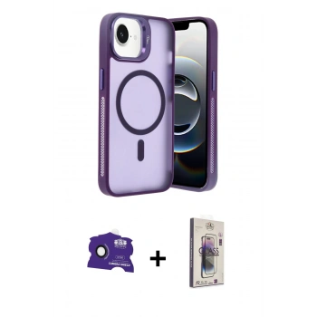 MARSİLYAN™- iPhone 16E Kılıf Akış Form - Siyah Bilvis 3D Cam Ekran Koruyucu + Bilvis Titan Kamera Lens - SH