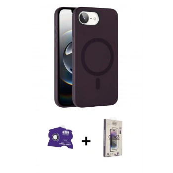 MARSİLYAN™- iPhone 16E Kılıf Çekirdek Modern Prime - Siyah Bilvis 3D Cam Ekran Koruyucu + Bilvis Titan Kamera Lens - BZ