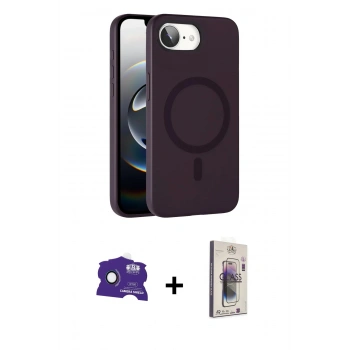 MARSİLYAN™- iPhone 16E Kılıf Çekirdek Modern Prime - Siyah Bilvis 3D Cam Ekran Koruyucu + Bilvis Titan Kamera Lens - RW