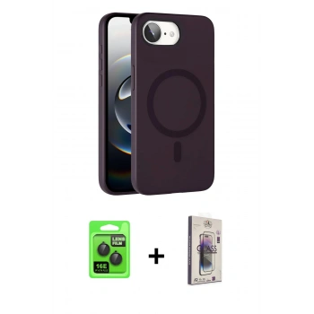 MARSİLYAN™- iPhone 16E Kılıf Çekirdek Modern Prime - Siyah Bilvis 3D Cam Ekran Koruyucu + Raze Metal Kamera Lens - SH