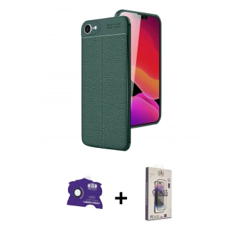 MARSİLYAN™- iPhone 16E Kılıf Doruk Klasik Özel Seri - Siyah Bilvis 3D Cam Ekran Koruyucu + Bilvis Titan Kamera Lens - RW