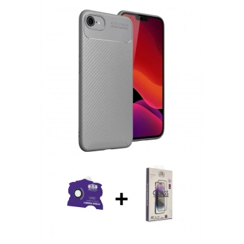 MARSİLYAN™- iPhone 16E Kılıf Eksen Form Prime - Siyah Bilvis 3D Cam Ekran Koruyucu + Bilvis Titan Kamera Lens - RW