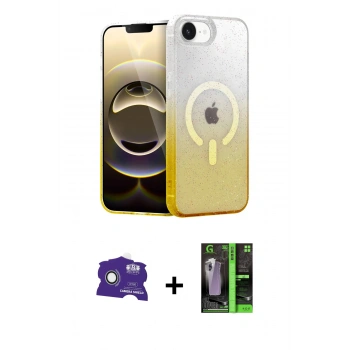 MARSİLYAN™- iPhone 16E Kılıf Eksen Minimal Özel Seri - Şeffaf 360 Full Body Arka Koruyucu + Bilvis Titan Kamera Lens - BZ