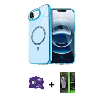 MARSİLYAN™- iPhone 16E Kılıf Kıvılcım Form Prime - Şeffaf 360 Full Body Arka Koruyucu + Bilvis Titan Kamera Lens - RW