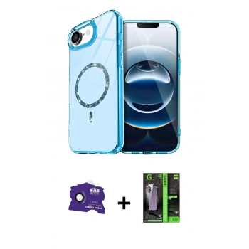 MARSİLYAN™- iPhone 16E Kılıf Kıvılcım Form Prime - Şeffaf 360 Full Body Arka Koruyucu + Bilvis Titan Kamera Lens - SH