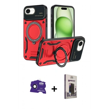 MARSİLYAN™- iPhone 16E Kılıf Kıvılcım Modern Serisi - Siyah Bilvis Hayalet Cam Ekran Koruyucu + Bilvis Titan Kamera Lens - SH