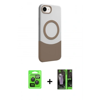 MARSİLYAN™- iPhone 16E Kılıf Kozmos Form Özel Seri - Şeffaf 360 Full Body Arka Koruyucu + Raze Metal Kamera Lens - SH