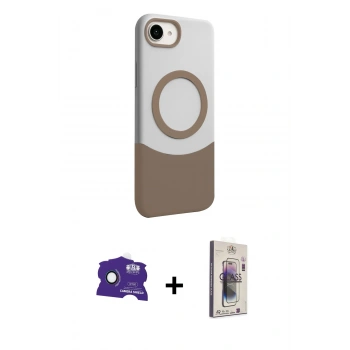MARSİLYAN™- iPhone 16E Kılıf Kozmos Form Özel Seri - Siyah Bilvis 3D Cam Ekran Koruyucu + Bilvis Titan Kamera Lens - RW