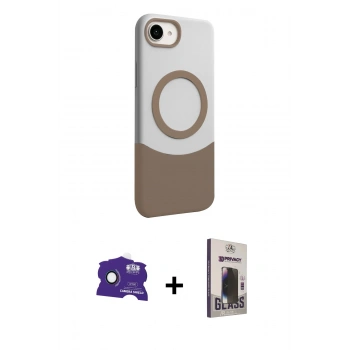 MARSİLYAN™- iPhone 16E Kılıf Kozmos Form Özel Seri - Siyah Bilvis Hayalet Cam Ekran Koruyucu + Bilvis Titan Kamera Lens - RW