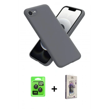 MARSİLYAN™- iPhone 16E Kılıf Kozmos Yansıma Özel Seri - Siyah Bilvis 3D Cam Ekran Koruyucu + Raze Metal Kamera Lens - SH