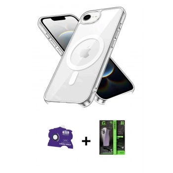 MARSİLYAN™- iPhone 16E Kılıf Kutup Klasik Serisi - Şeffaf 360 Full Body Arka Koruyucu + Bilvis Titan Kamera Lens - RW