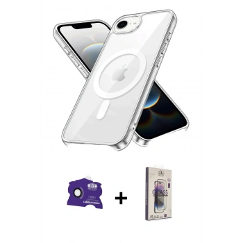 MARSİLYAN™- iPhone 16E Kılıf Kutup Klasik Serisi - Siyah Bilvis 3D Cam Ekran Koruyucu + Bilvis Titan Kamera Lens - SH