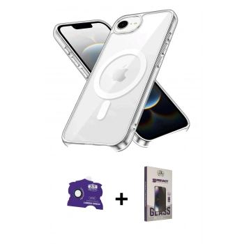 MARSİLYAN™- iPhone 16E Kılıf Kutup Klasik Serisi - Siyah Bilvis Hayalet Cam Ekran Koruyucu + Bilvis Titan Kamera Lens - RW