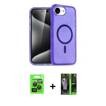 MARSİLYAN™- iPhone 16E Kılıf Nova Asil Prime - Şeffaf 360 Full Body Arka Koruyucu + Raze Metal Kamera Lens - SH