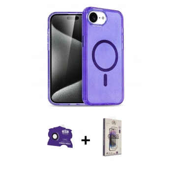 MARSİLYAN™- iPhone 16E Kılıf Nova Asil Prime - Siyah Bilvis 3D Cam Ekran Koruyucu + Bilvis Titan Kamera Lens - SH