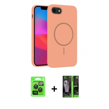 MARSİLYAN™- iPhone 16E Kılıf Siluet Doku Özel Seri - Şeffaf 360 Full Body Arka Koruyucu + Raze Metal Kamera Lens - SH