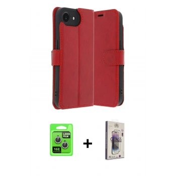 MARSİLYAN™- iPhone 16E Kılıf Siluet Işık Serisi - Siyah Bilvis 3D Cam Ekran Koruyucu + Raze Metal Kamera Lens - GS