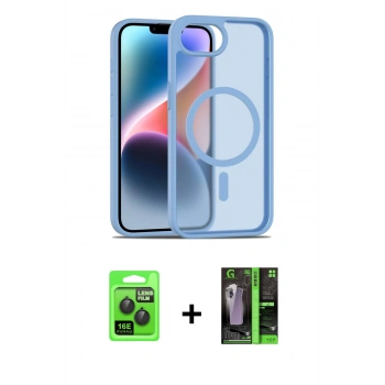 MARSİLYAN™- iPhone 16E Kılıf Siluet Minimal Prime - Şeffaf 360 Full Body Arka Koruyucu + Raze Metal Kamera Lens - SH