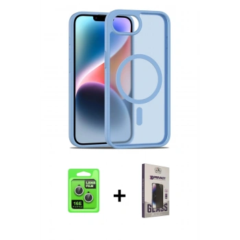 MARSİLYAN™- iPhone 16E Kılıf Siluet Minimal Prime - Siyah Bilvis Hayalet Cam Ekran Koruyucu + Raze Metal Kamera Lens - GS