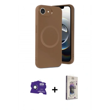 MARSİLYAN™- iPhone 16E Kılıf Ufuk Serisi - Siyah Bilvis 3D Cam Ekran Koruyucu + Bilvis Titan Kamera Lens - RW