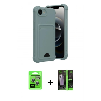 MARSİLYAN™- iPhone 16E Kılıf Vadi Çizgi Prime - Şeffaf 360 Full Body Arka Koruyucu + Raze Metal Kamera Lens - GS
