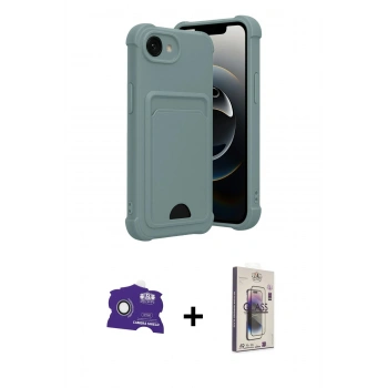 MARSİLYAN™- iPhone 16E Kılıf Vadi Çizgi Prime - Siyah Bilvis 3D Cam Ekran Koruyucu + Bilvis Titan Kamera Lens - BZ