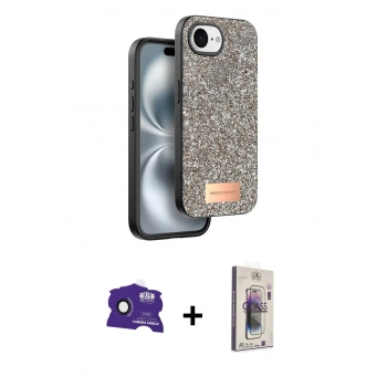 MARSİLYAN™- iPhone 16E Kılıf Vadi Klasik Serisi - Siyah Bilvis 3D Cam Ekran Koruyucu + Bilvis Titan Kamera Lens - SH