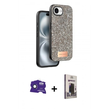 MARSİLYAN™- iPhone 16E Kılıf Vadi Klasik Serisi - Siyah Bilvis Hayalet Cam Ekran Koruyucu + Bilvis Titan Kamera Lens - RW