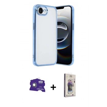MARSİLYAN™- iPhone 16E Kılıf Vadi Minimal - Siyah Bilvis 3D Cam Ekran Koruyucu + Bilvis Titan Kamera Lens - BZ