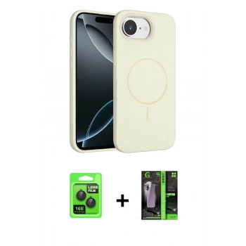 MARSİLYAN™- iPhone 16E Kılıf Yankı Form Serisi - Şeffaf 360 Full Body Arka Koruyucu + Raze Metal Kamera Lens - SH