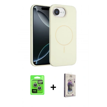 MARSİLYAN™- iPhone 16E Kılıf Yankı Form Serisi - Siyah Bilvis 3D Cam Ekran Koruyucu + Raze Metal Kamera Lens - GS