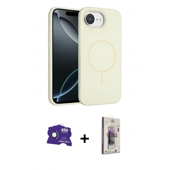 MARSİLYAN™- iPhone 16E Kılıf Yankı Form Serisi - Siyah Bilvis 3D Cam Ekran Koruyucu + Bilvis Titan Kamera Lens - RW