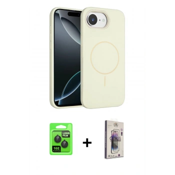 MARSİLYAN™- iPhone 16E Kılıf Yankı Form Serisi - Siyah Bilvis 3D Cam Ekran Koruyucu + Raze Metal Kamera Lens - SH