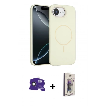 MARSİLYAN™- iPhone 16E Kılıf Yankı Form Serisi - Siyah Bilvis 3D Cam Ekran Koruyucu + Bilvis Titan Kamera Lens - SH