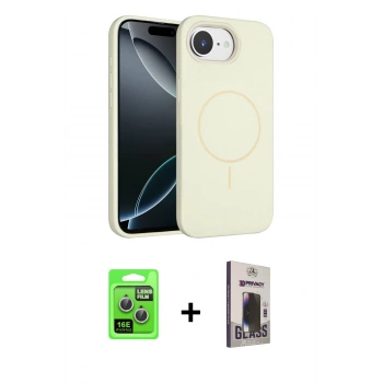 MARSİLYAN™- iPhone 16E Kılıf Yankı Form Serisi - Siyah Bilvis Hayalet Cam Ekran Koruyucu + Raze Metal Kamera Lens - GS