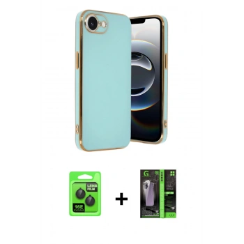 MARSİLYAN™- iPhone 16E Kılıf Yankı Serisi - Şeffaf 360 Full Body Arka Koruyucu + Raze Metal Kamera Lens - SH