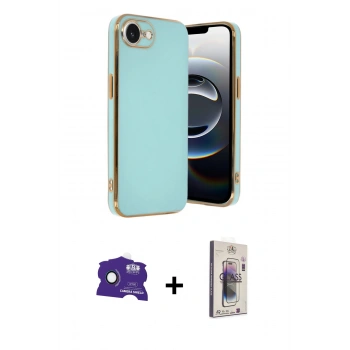 MARSİLYAN™- iPhone 16E Kılıf Yankı Serisi - Siyah Bilvis 3D Cam Ekran Koruyucu + Bilvis Titan Kamera Lens - RW