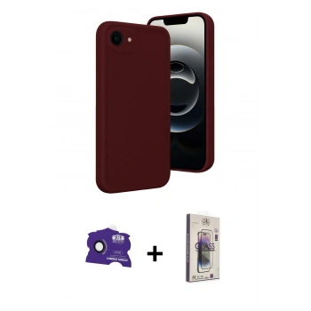 MARSİLYAN™- iPhone 16E Kılıf Yankı Yansıma Özel Seri - Siyah Bilvis 3D Cam Ekran Koruyucu + Bilvis Titan Kamera Lens - SH
