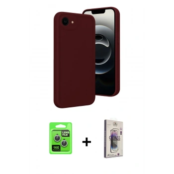 MARSİLYAN™- iPhone 16E Kılıf Yankı Yansıma Özel Seri - Siyah Bilvis 3D Cam Ekran Koruyucu + Raze Metal Kamera Lens - GS