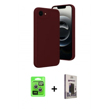 MARSİLYAN™- iPhone 16E Kılıf Yankı Yansıma Özel Seri - Siyah Bilvis Hayalet Cam Ekran Koruyucu + Raze Metal Kamera Lens - GS