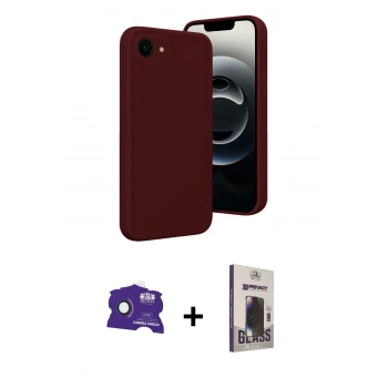 MARSİLYAN™- iPhone 16E Kılıf Yankı Yansıma Özel Seri - Siyah Bilvis Hayalet Cam Ekran Koruyucu + Bilvis Titan Kamera Lens - RW
